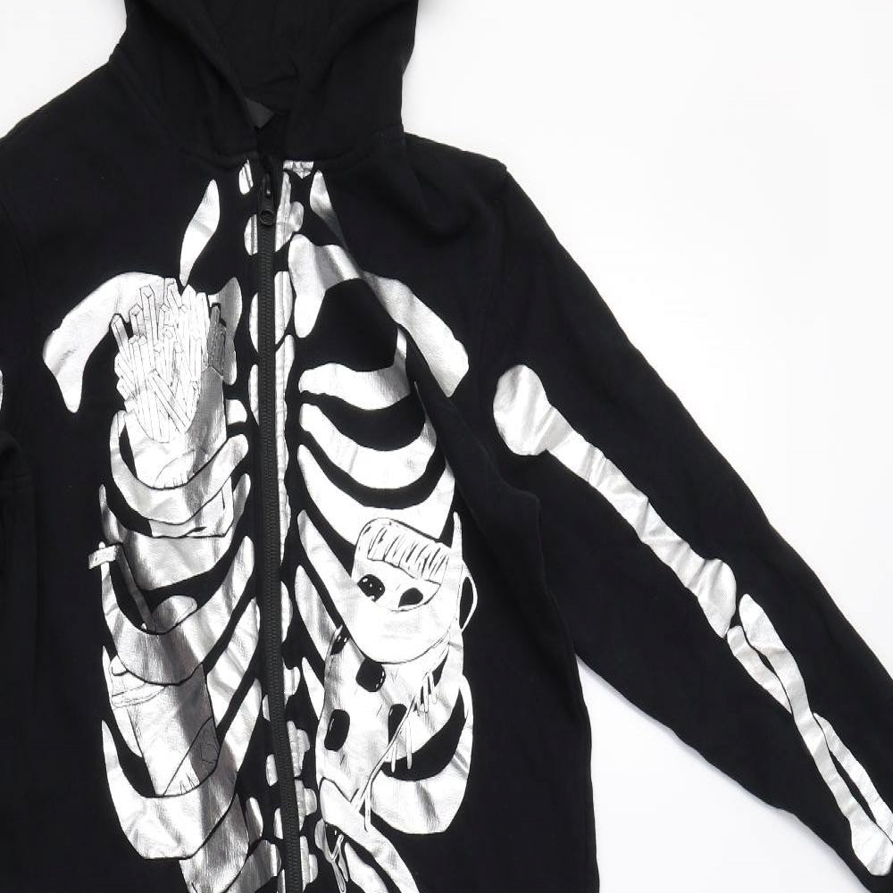 George Boys Black Solid   One Piece Size 10-11 Years  - Skeleton