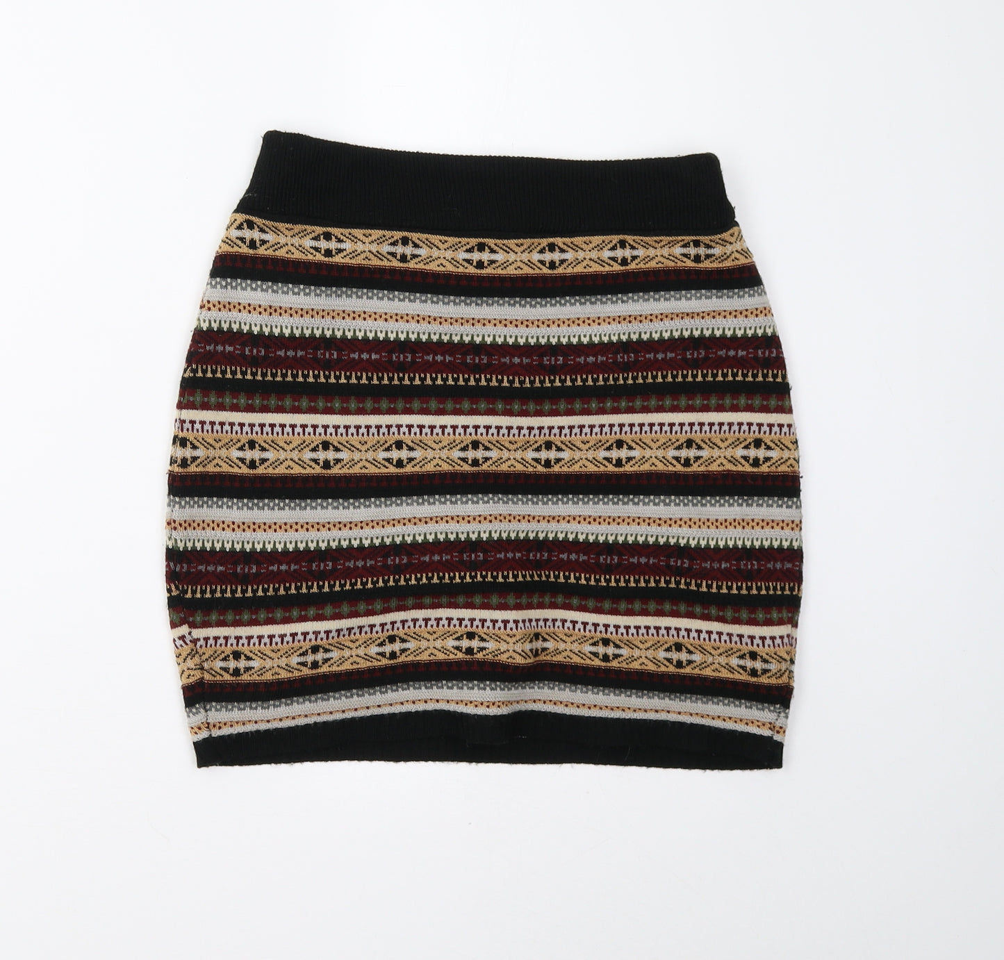 Miss Selfridge Womens Multicoloured Geometric Knit Mini Skirt Size 10