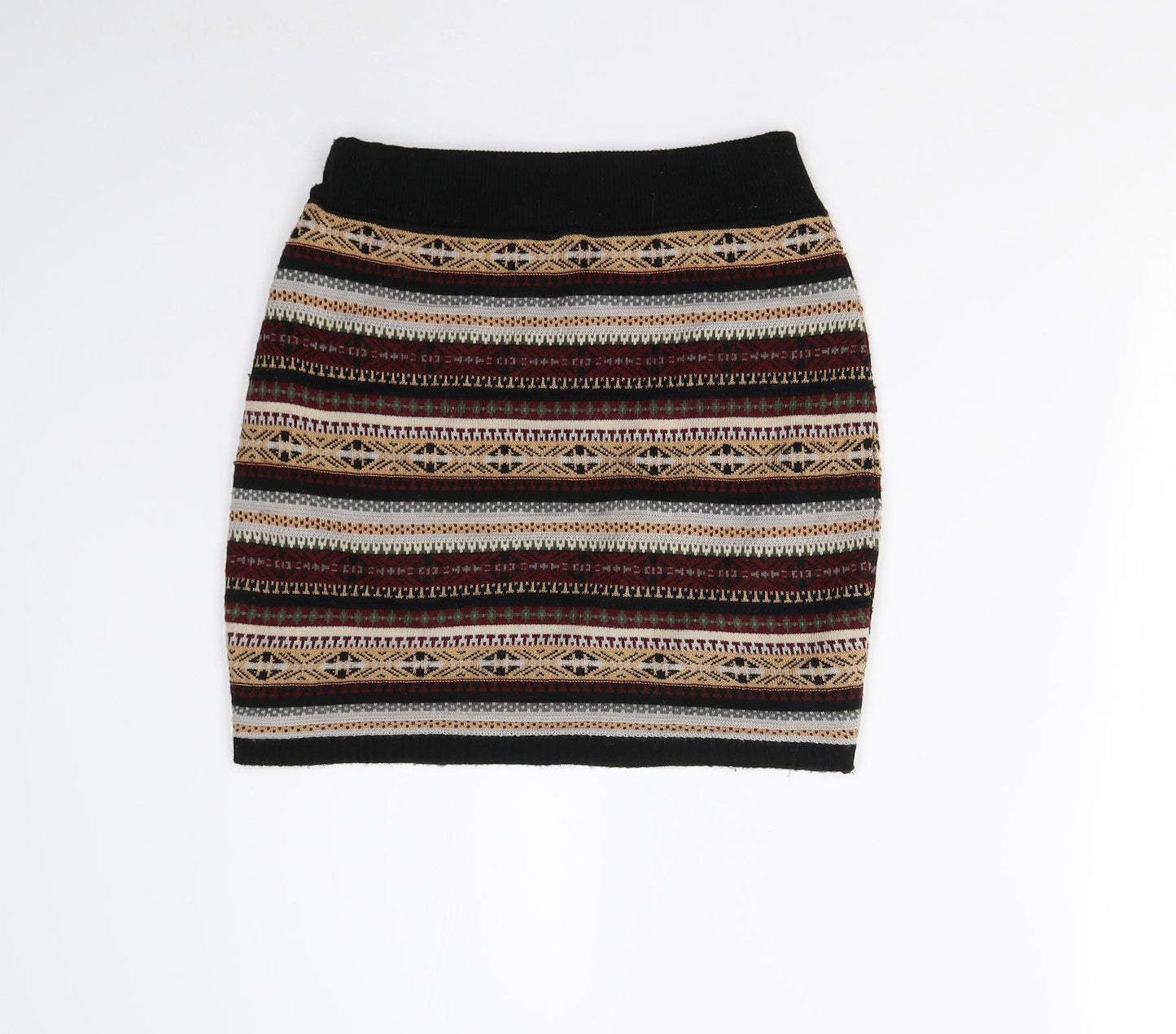 Miss Selfridge Womens Multicoloured Geometric Knit Mini Skirt Size 10