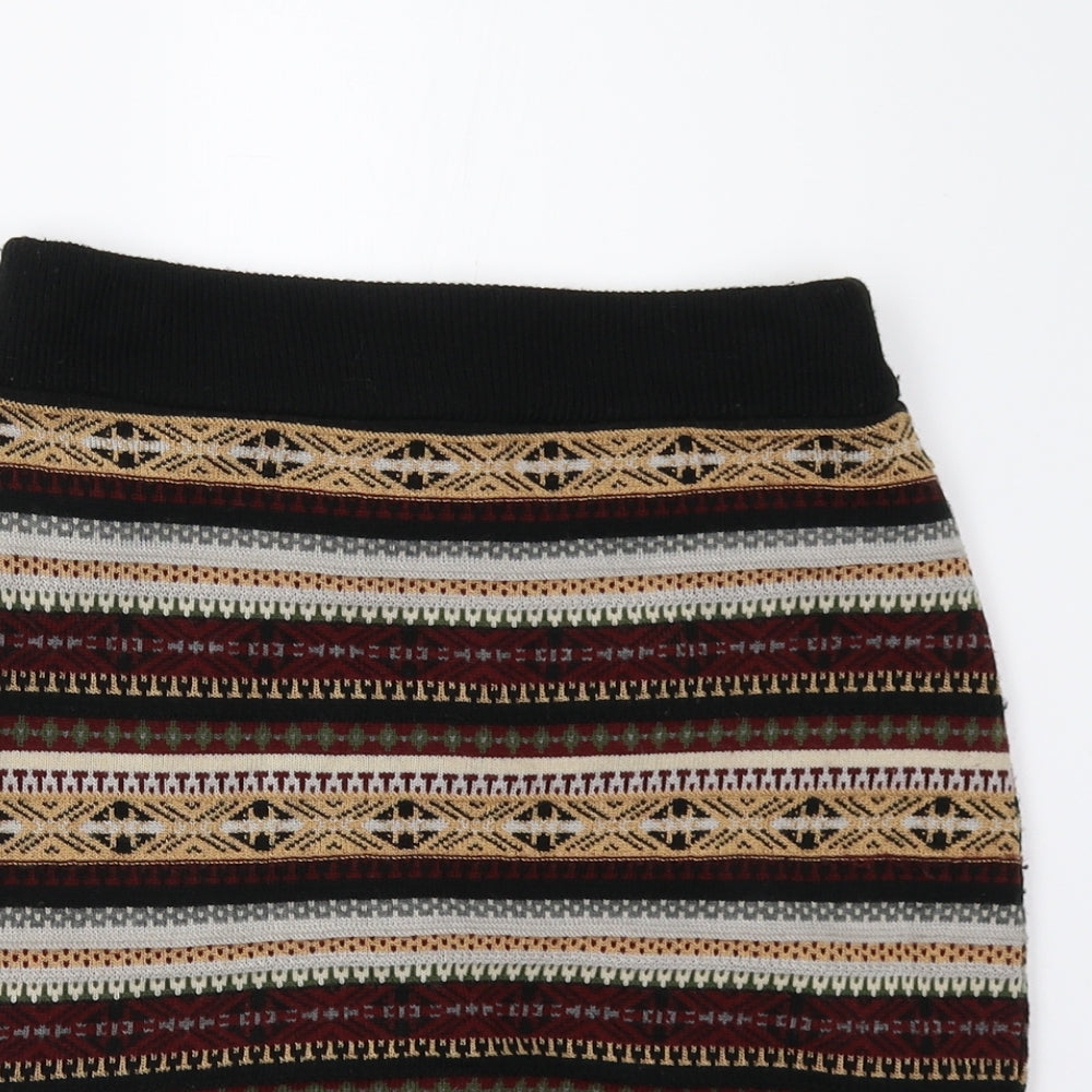 Miss Selfridge Womens Multicoloured Geometric Knit Mini Skirt Size 10