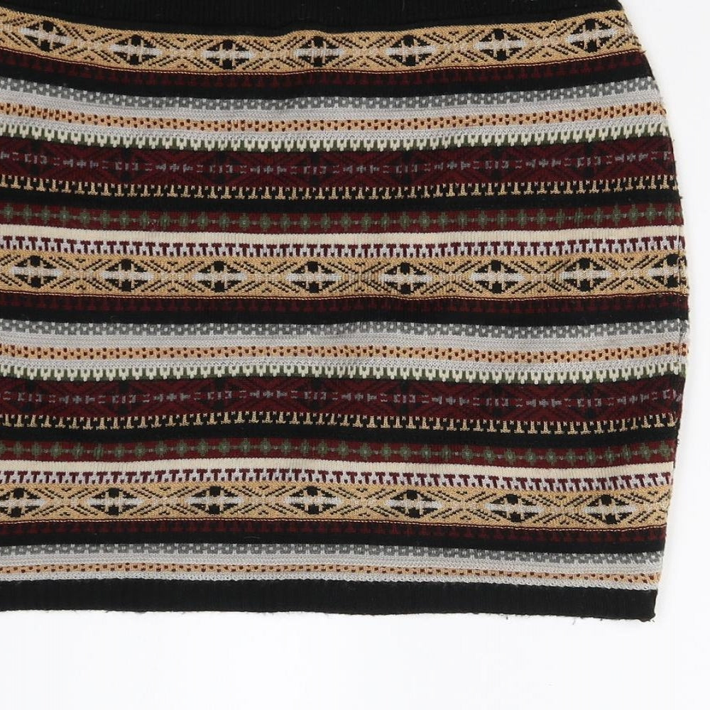 Miss Selfridge Womens Multicoloured Geometric Knit Mini Skirt Size 10