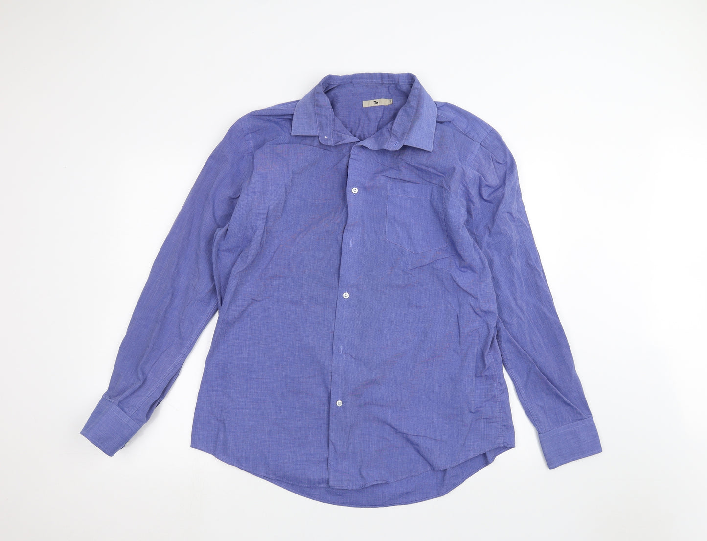 TU Mens Blue    Dress Shirt Size 17