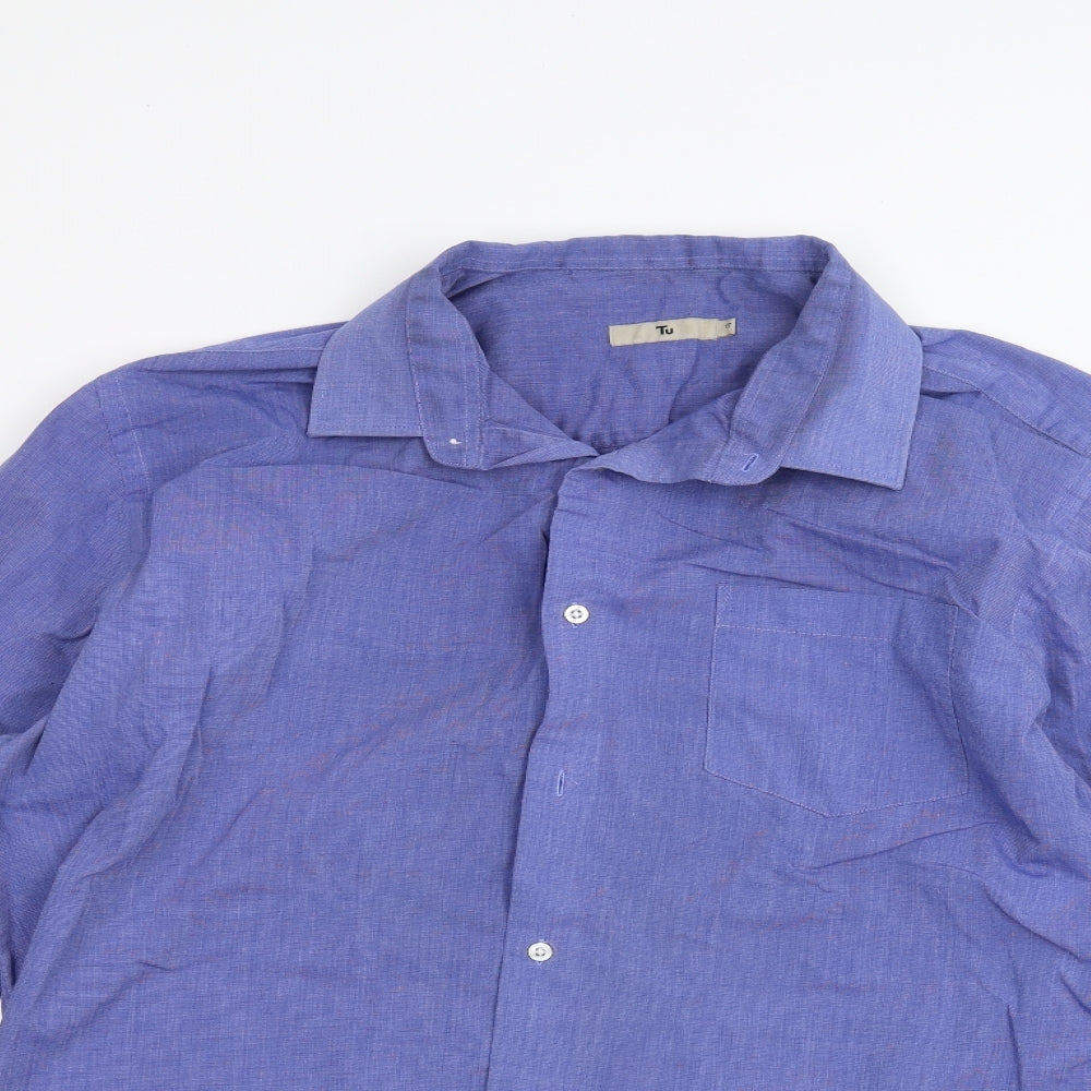 TU Mens Blue    Dress Shirt Size 17