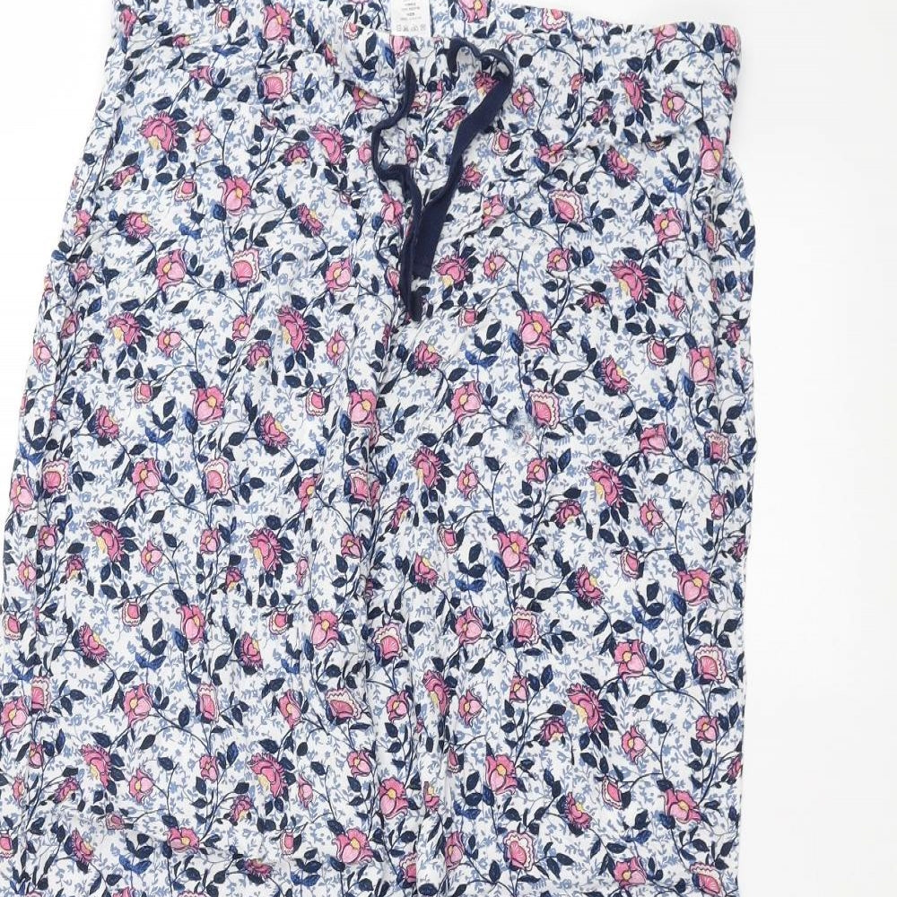 NEXT Womens White Floral  Trousers  Size 12 L25 in