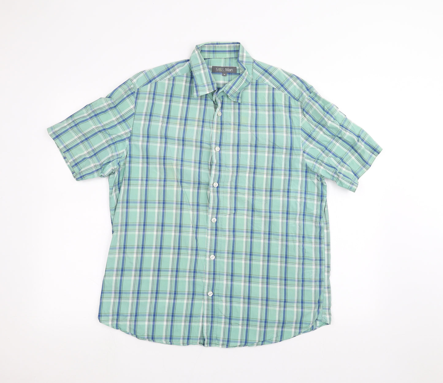 Marks and Spencer Mens Green    Dress Shirt Size M