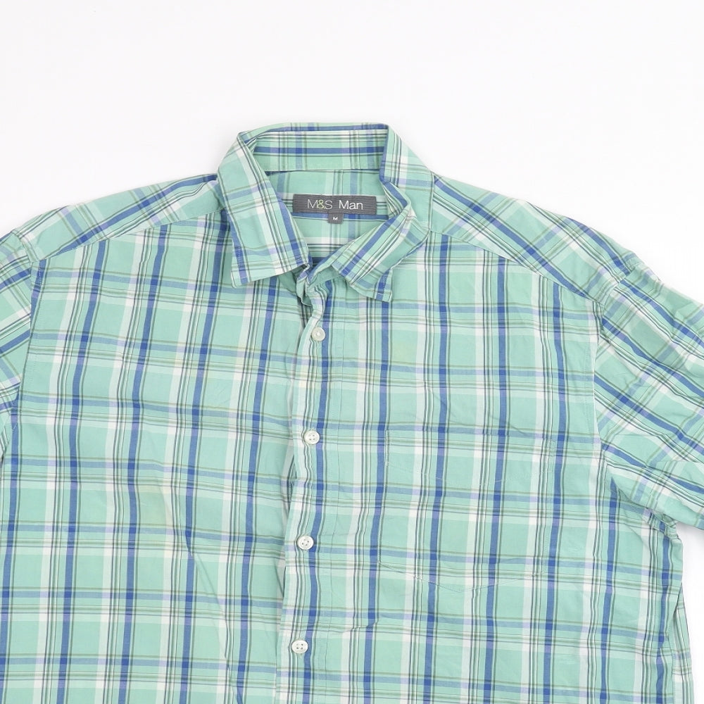 Marks and Spencer Mens Green    Dress Shirt Size M