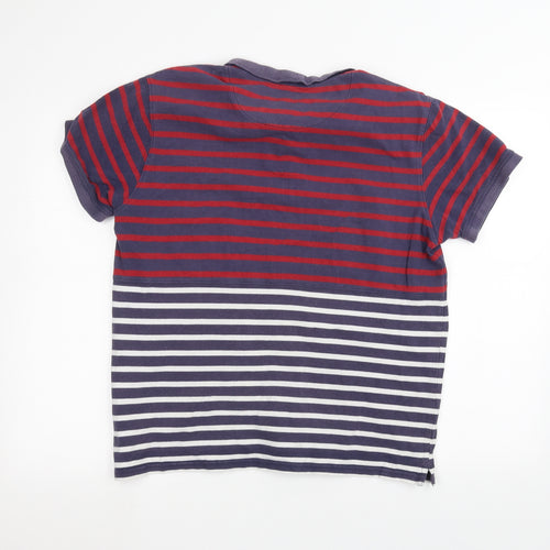 Easy Mens Blue Striped   Polo Size L