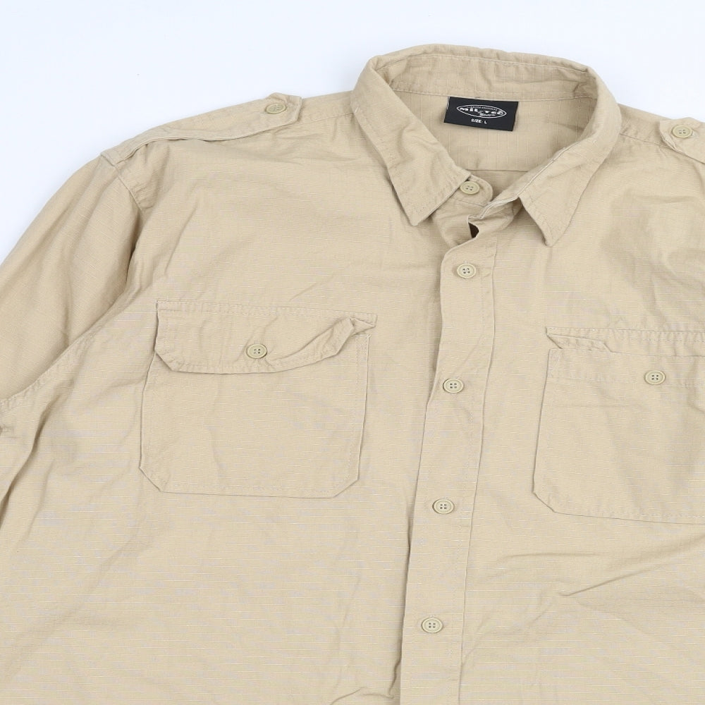 Mil-Tec Mens Beige    Dress Shirt Size L