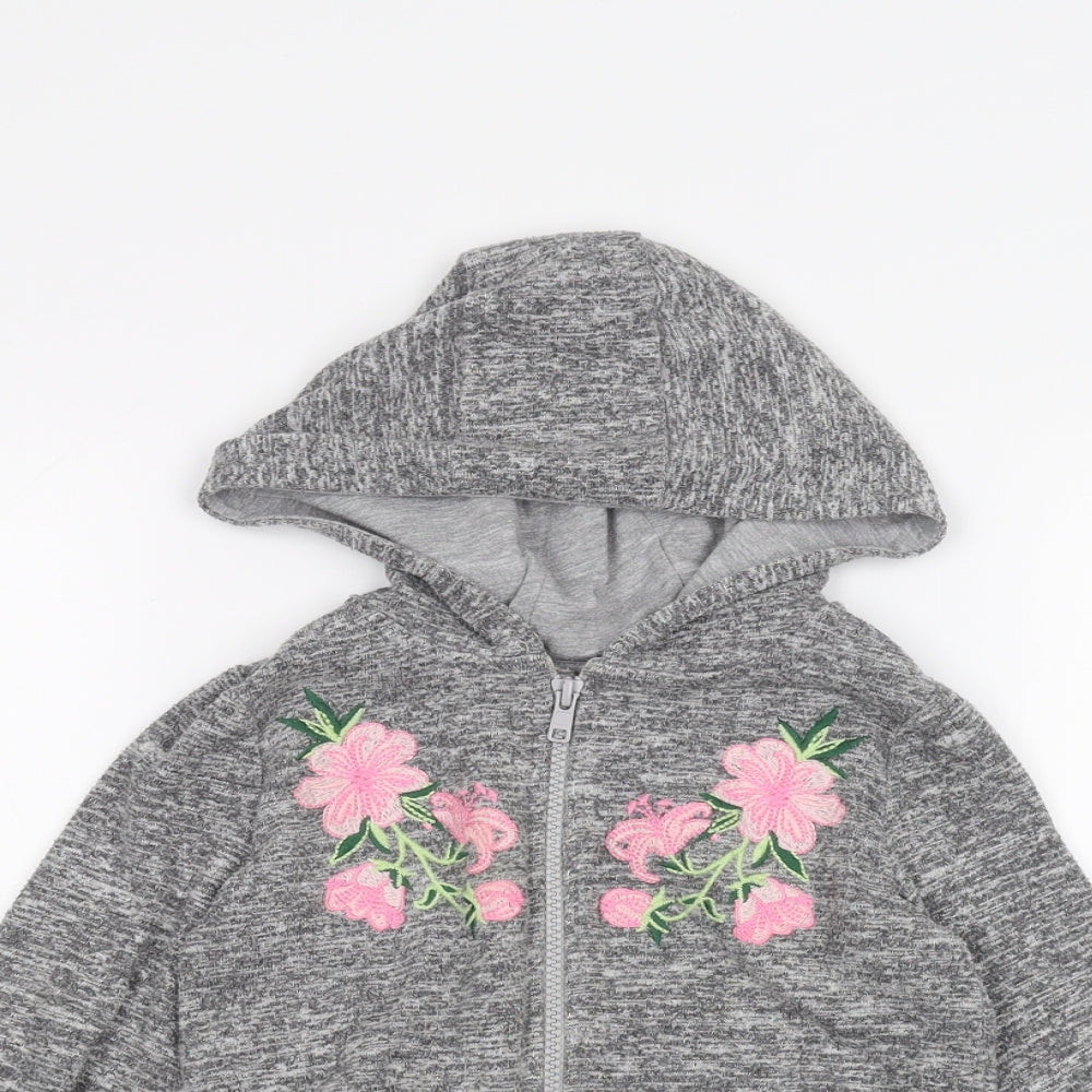 F&F Girls Grey   Full Zip Hoodie Size 3-4 Years