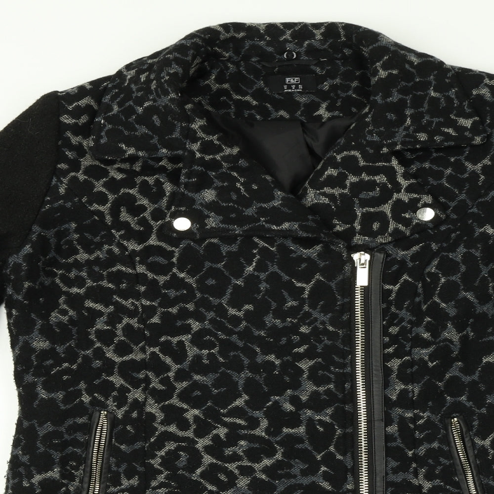 F&F Womens Multicoloured Animal Print  Overcoat Coat Size 12