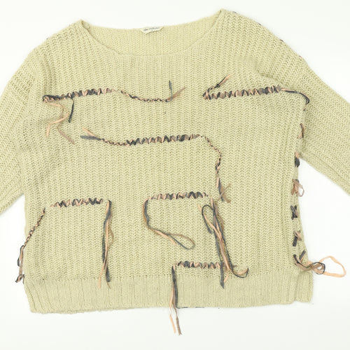 Miss Selfridge Womens Beige Striped  Pullover Jumper Size 14