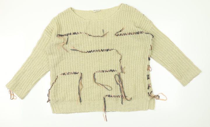 Miss Selfridge Womens Beige Striped  Pullover Jumper Size 14