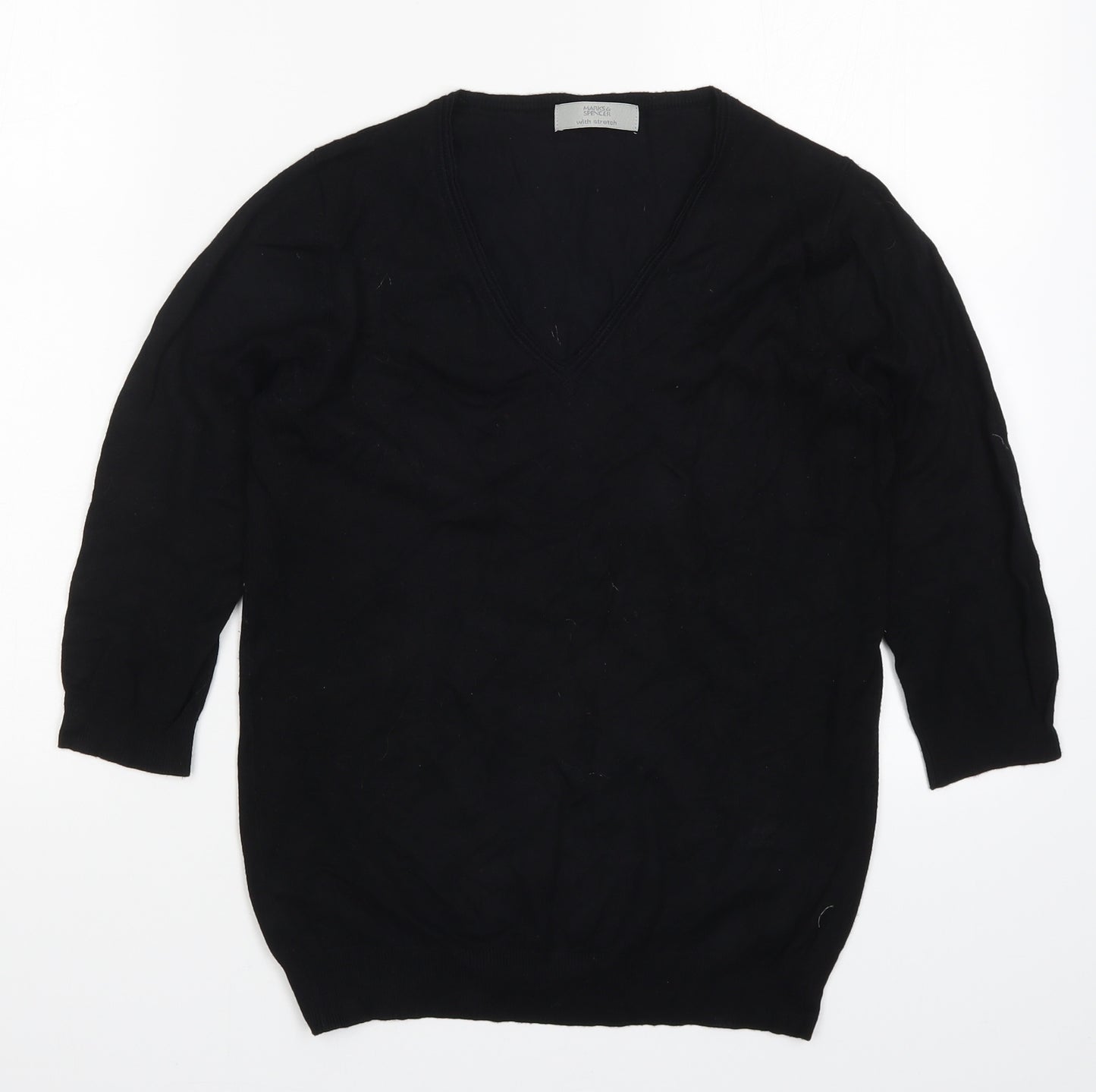 Marks  Womens Black  Knit Pullover Jumper Size 10
