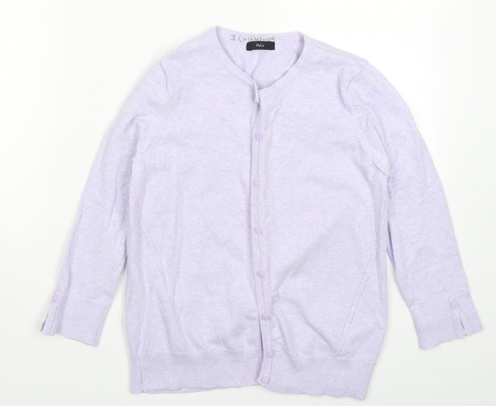 M&Co Womens Purple  Knit Cardigan Jumper Size 10