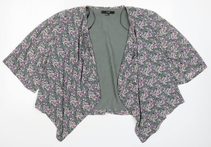 XXI Womens Green Floral Rayon Jacket  Size M