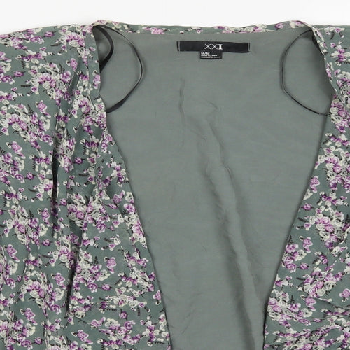 XXI Womens Green Floral Rayon Jacket  Size M