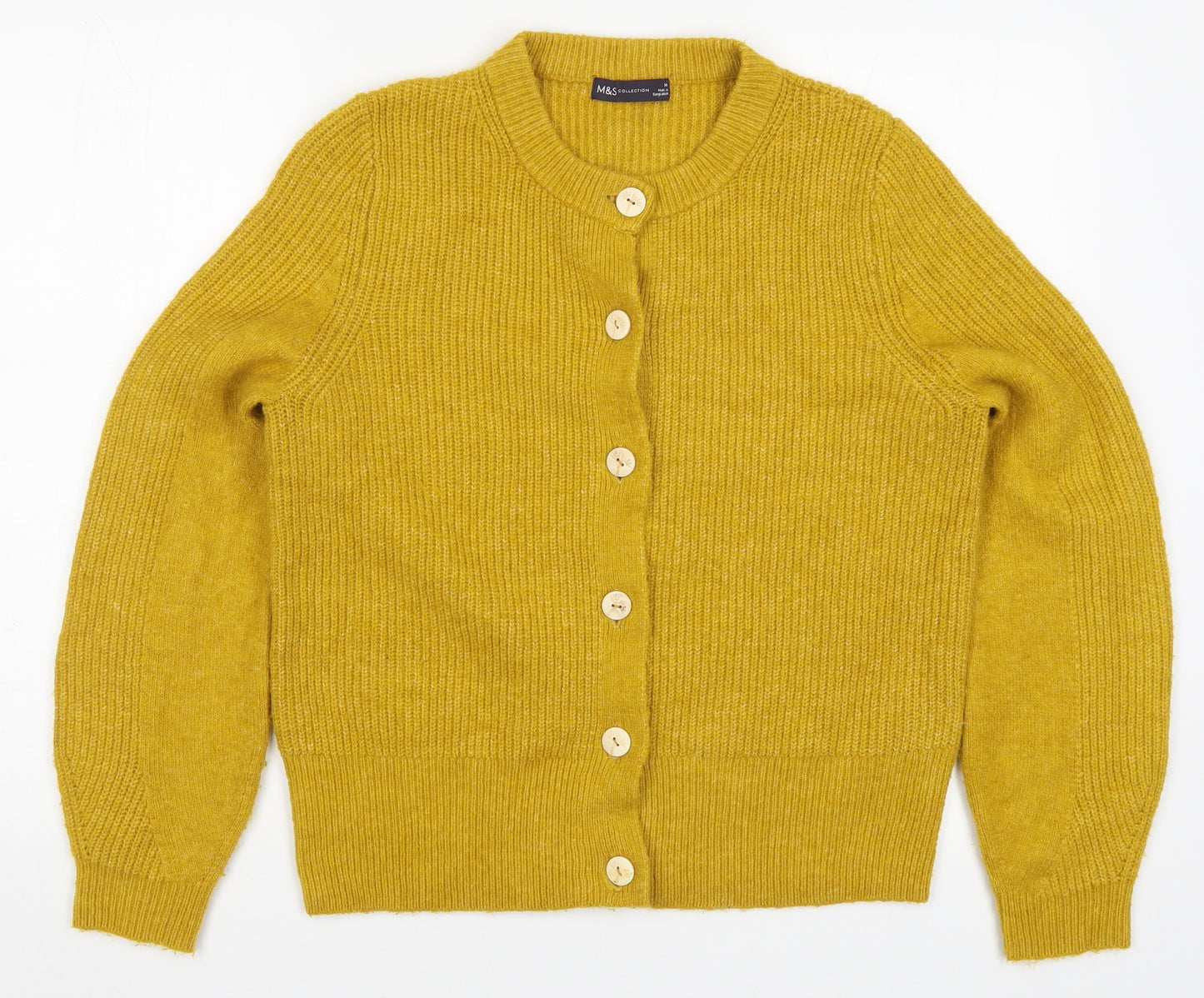 Marks and Spencer Womens Yellow  Knit Cardigan Jumper Size 14