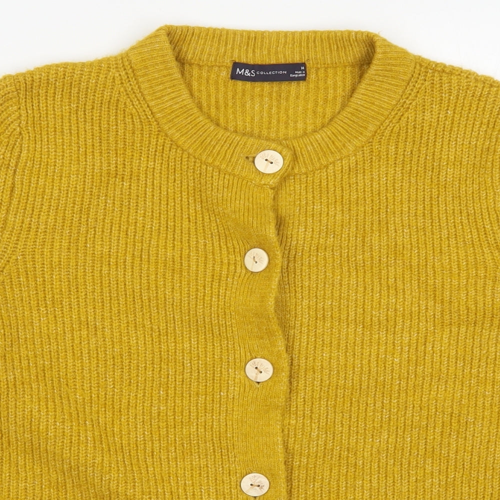 Marks and Spencer Womens Yellow  Knit Cardigan Jumper Size 14