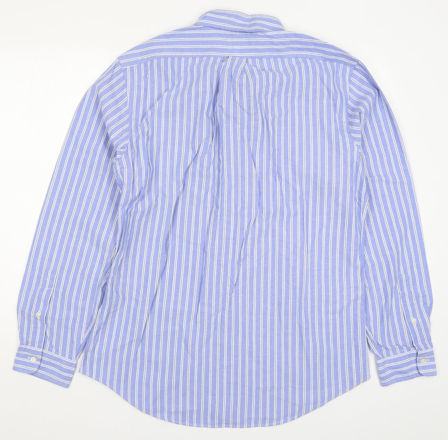 Ralph Lauren Mens Blue Striped   Dress Shirt Size L