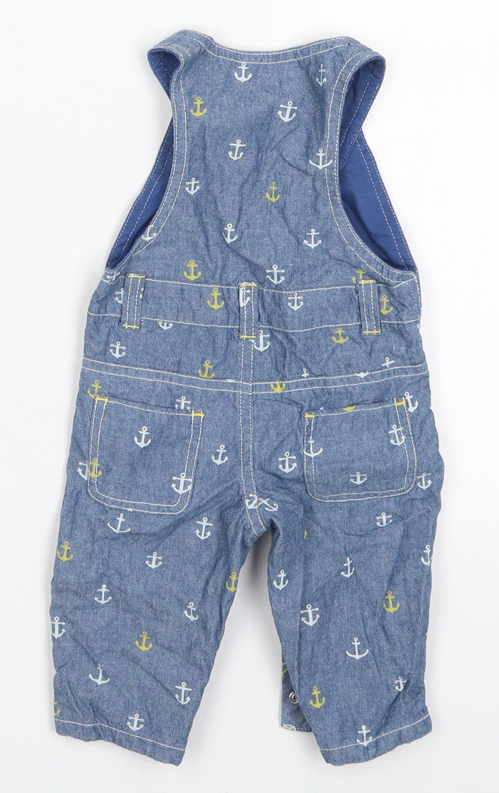 Mini Club Boys Blue Geometric Denim Dungaree One-Piece Size 0-3 Months  - Anchors