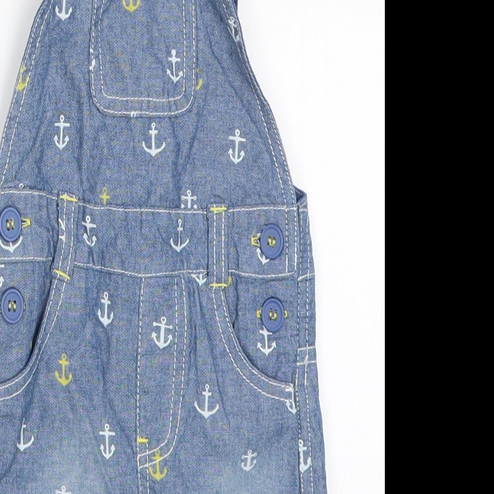 Mini Club Boys Blue Geometric Denim Dungaree One-Piece Size 0-3 Months  - Anchors