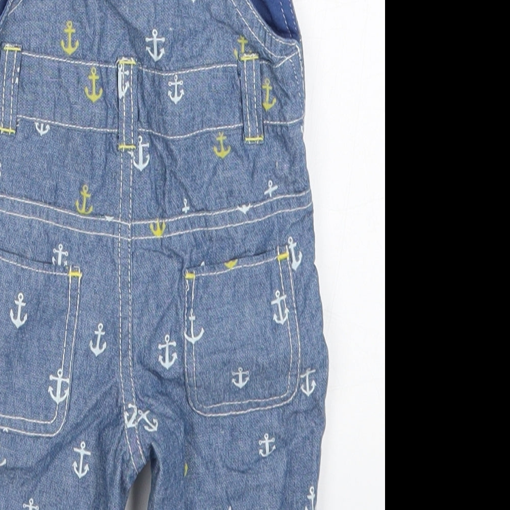 Mini Club Boys Blue Geometric Denim Dungaree One-Piece Size 0-3 Months  - Anchors