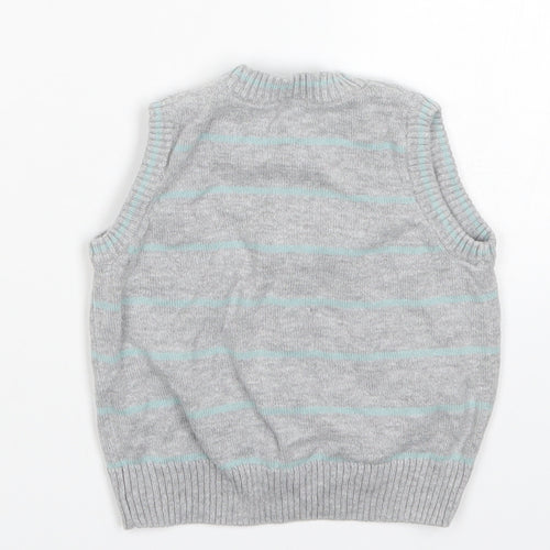 Matalan Boys Grey Striped Knit Cardigan Jumper Size 3-6 Months