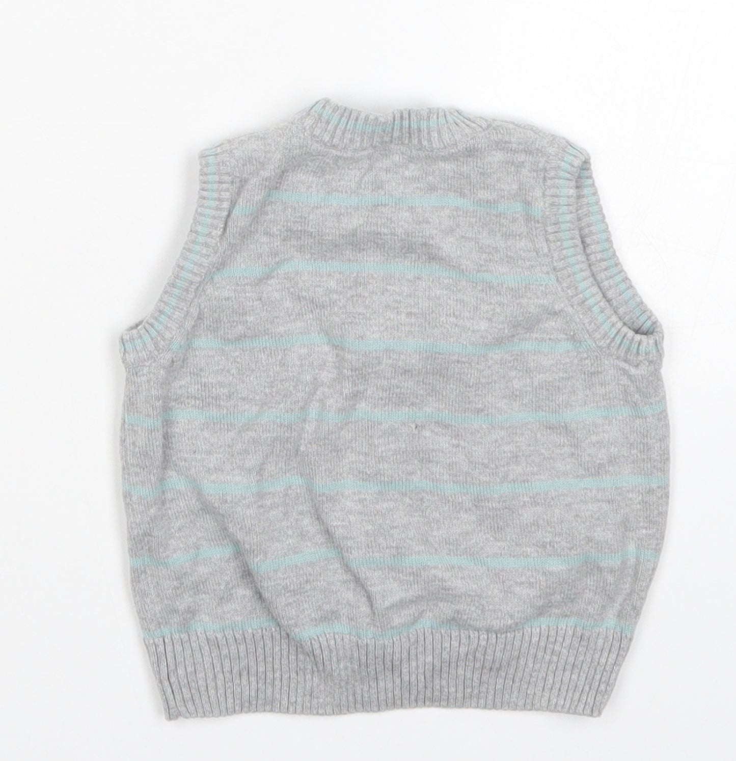 Matalan Boys Grey Striped Knit Cardigan Jumper Size 3-6 Months