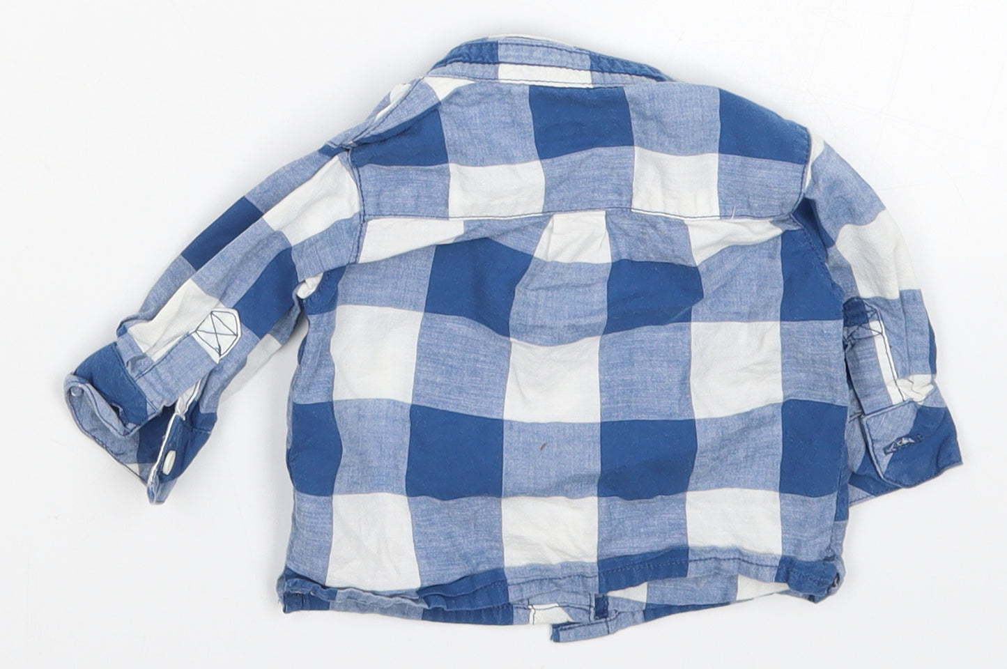 mamas & papas Boys Blue Check  Basic Button-Up Size Newborn