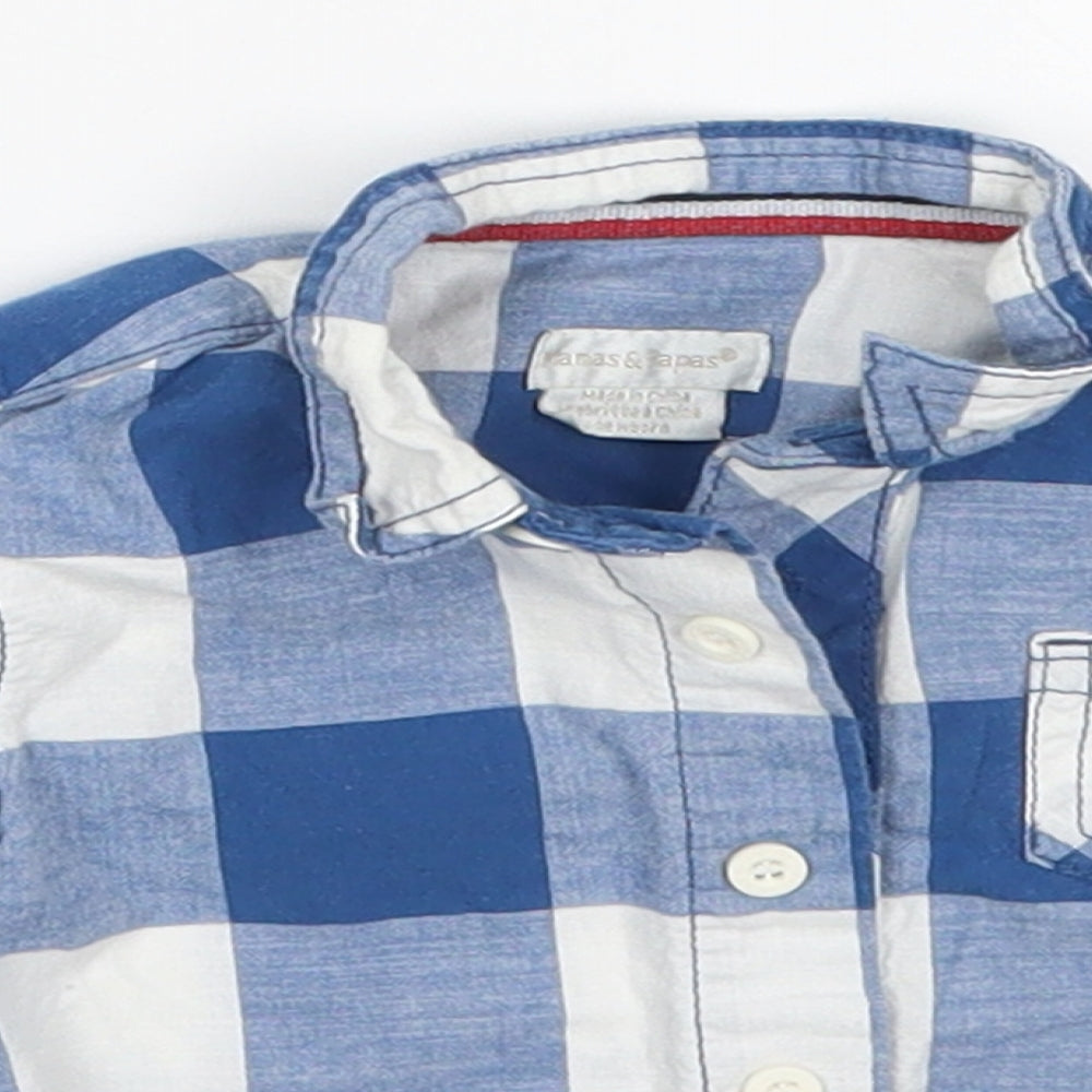 mamas & papas Boys Blue Check  Basic Button-Up Size Newborn