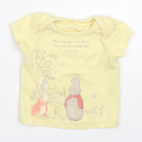 Nutmeg Girls Yellow   Basic T-Shirt Size 0-3 Months  - Petter Rabbit Duck