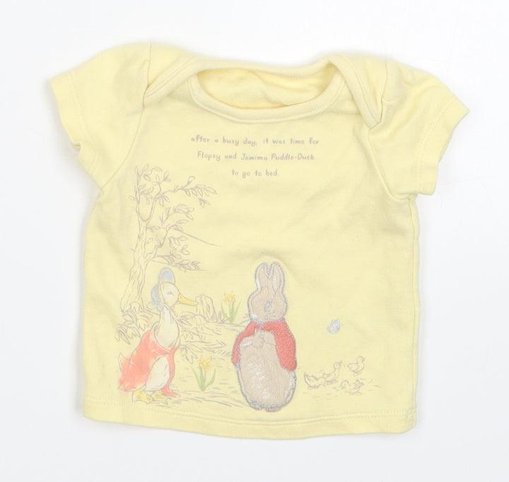 Nutmeg Girls Yellow   Basic T-Shirt Size 0-3 Months  - Petter Rabbit Duck