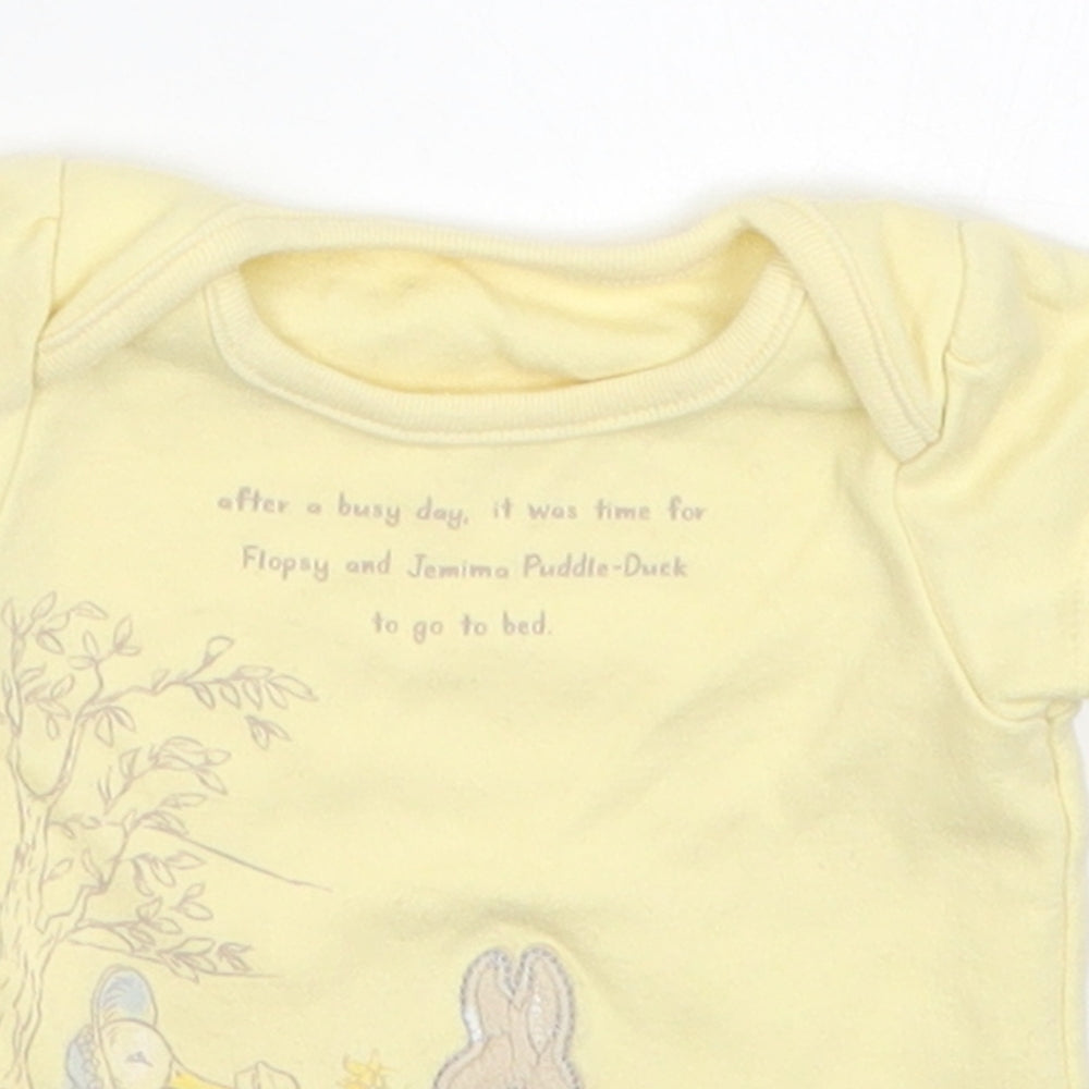 Nutmeg Girls Yellow   Basic T-Shirt Size 0-3 Months  - Petter Rabbit Duck
