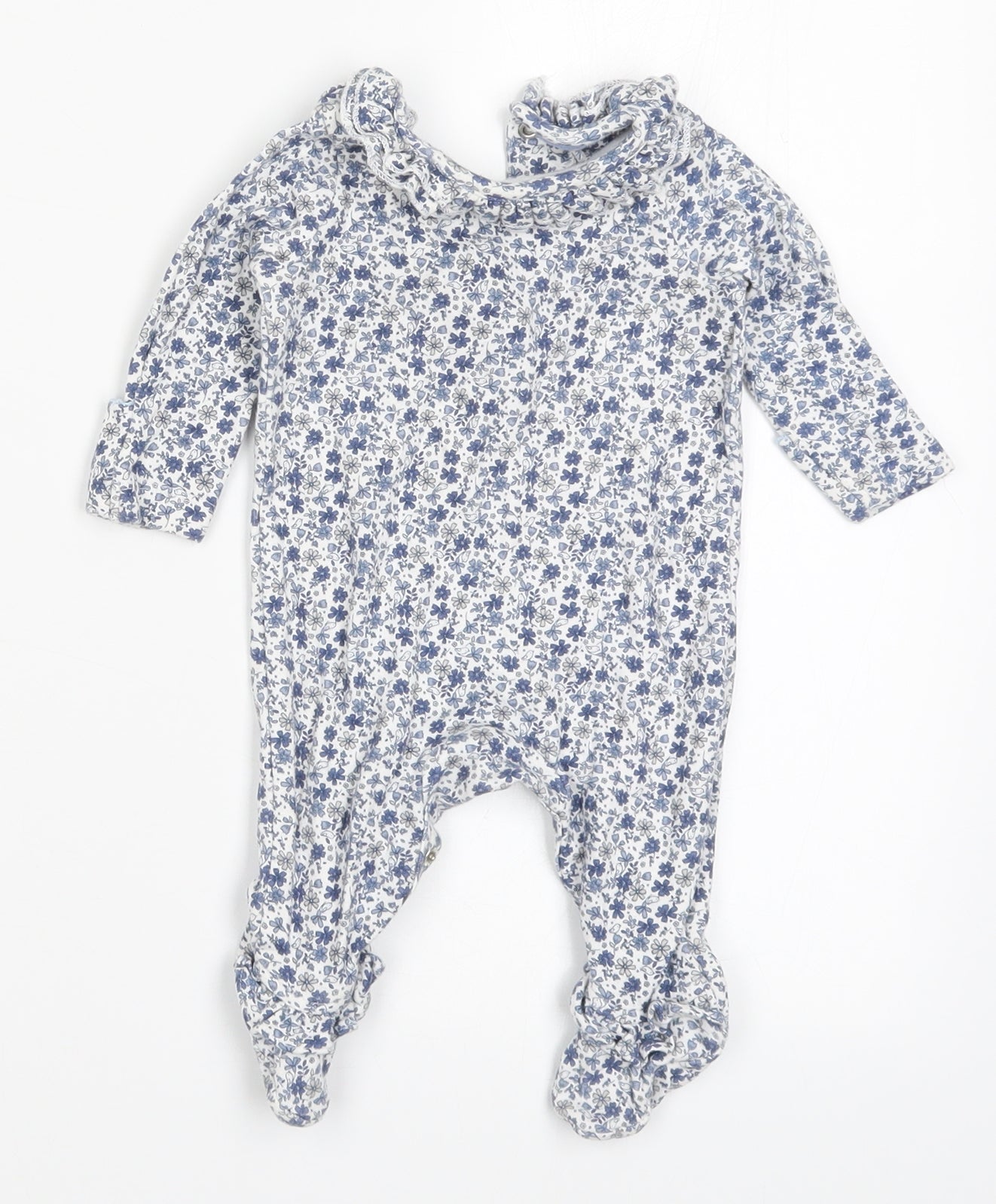 Mothercare Girls Blue Floral  Babygrow One-Piece Size Newborn