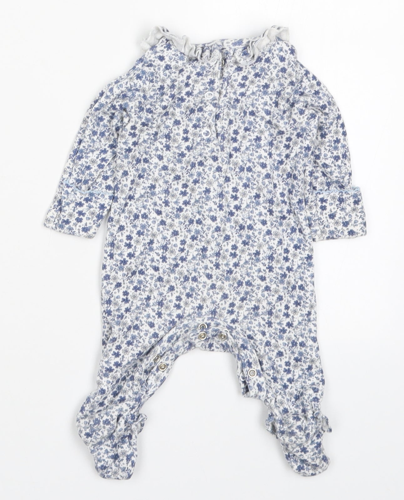 Mothercare Girls Blue Floral  Babygrow One-Piece Size Newborn