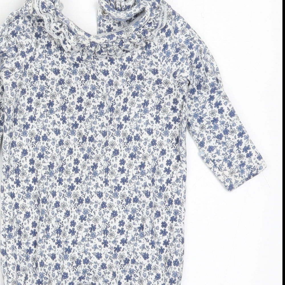 Mothercare Girls Blue Floral  Babygrow One-Piece Size Newborn