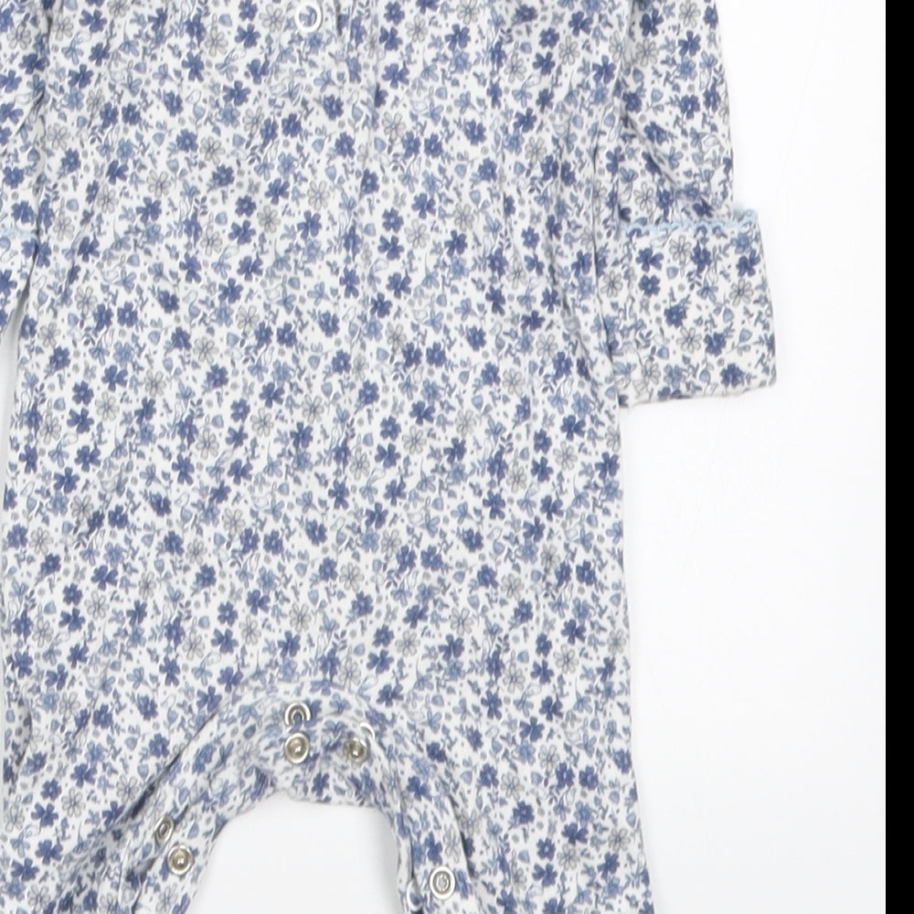 Mothercare Girls Blue Floral  Babygrow One-Piece Size Newborn