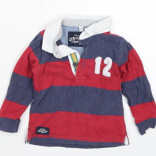 Marks Boys Red Striped  Basic Polo Size 9-12 Months  - 12