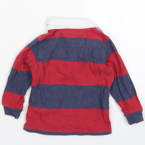 Marks Boys Red Striped  Basic Polo Size 9-12 Months  - 12