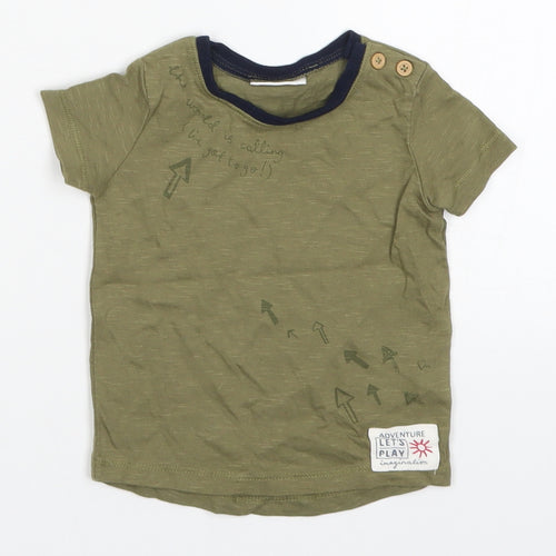 Mext Boys Green   Basic T-Shirt Size 3-6 Months  - The World is Calling Lets Go