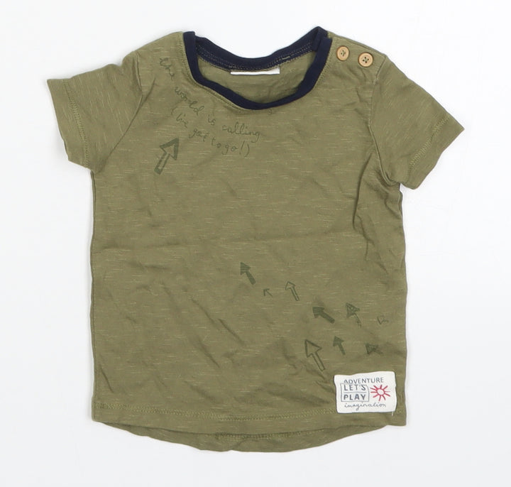 Mext Boys Green   Basic T-Shirt Size 3-6 Months  - The World is Calling Lets Go