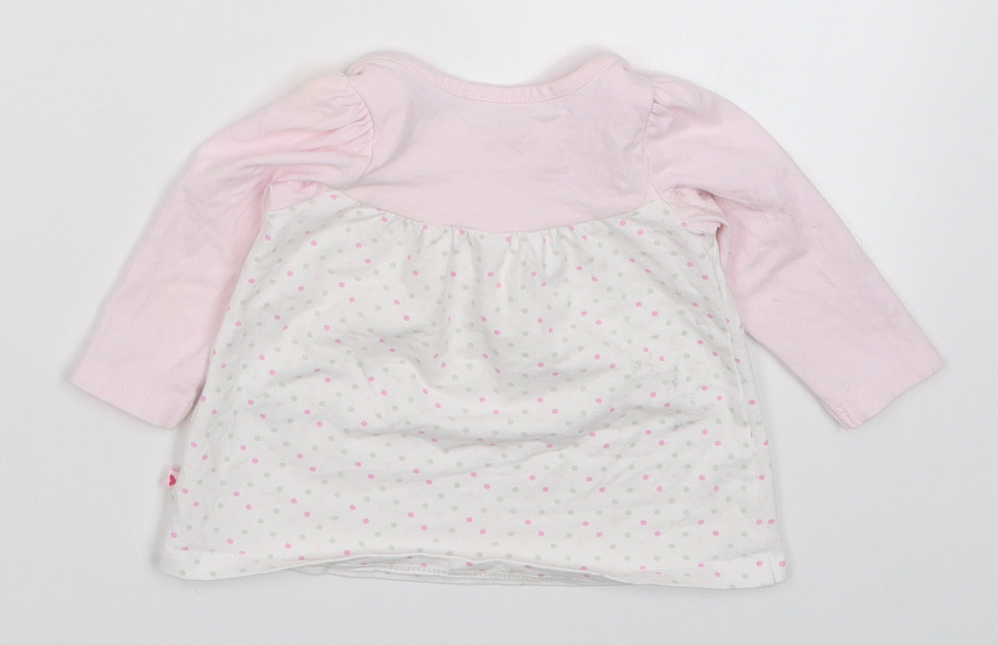 Mothercare Girls Pink Polka Dot  Basic T-Shirt Size 0-3 Months