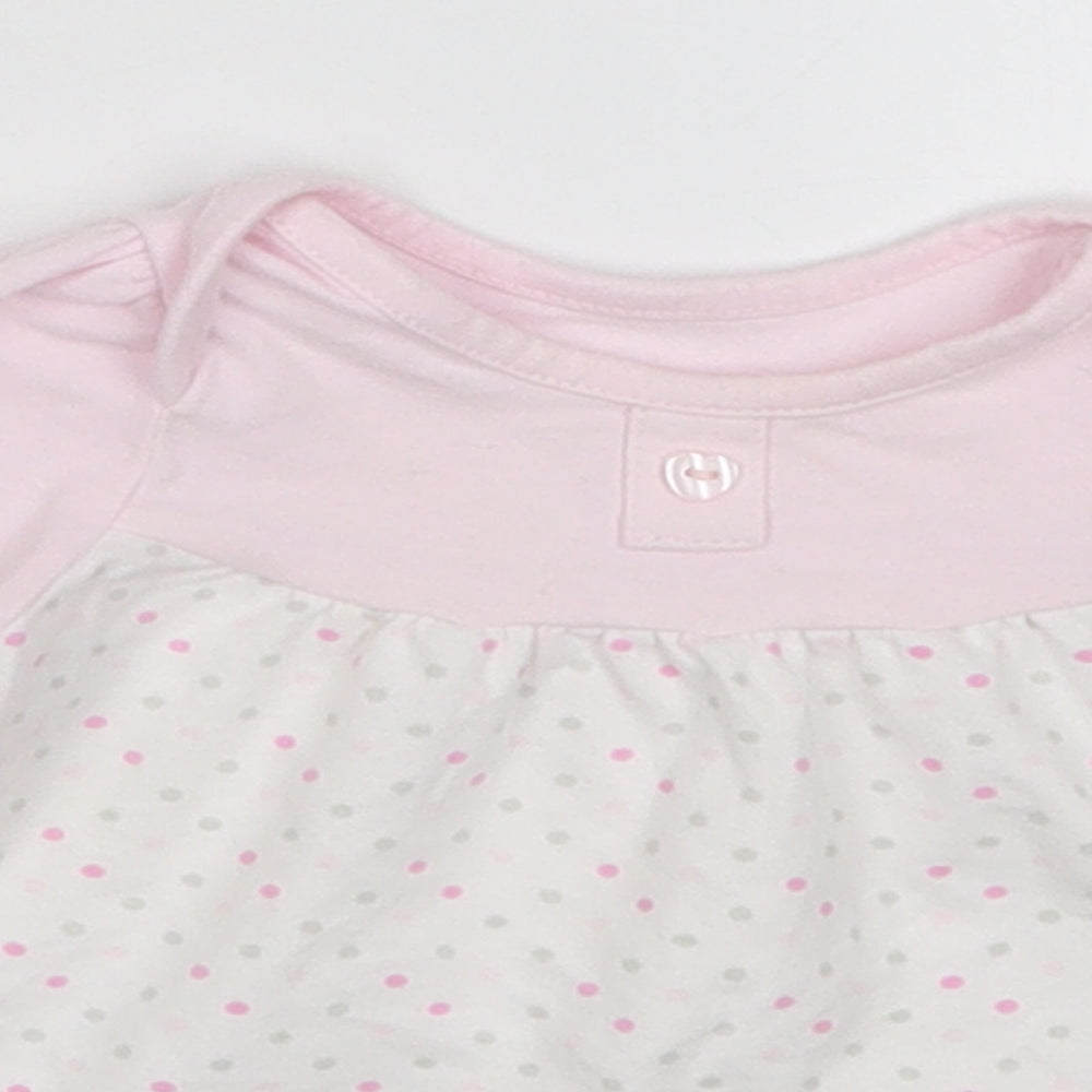 Mothercare Girls Pink Polka Dot  Basic T-Shirt Size 0-3 Months