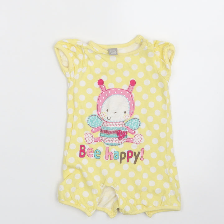 TU Girls Yellow Polka Dot Pullover T-Shirt Size 3-6 Months - Bee Happy
