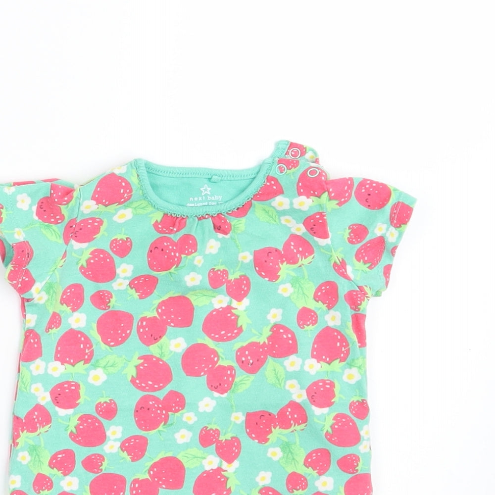 NEXT Girls Green Floral  Pullover T-Shirt Size 3-6 Months