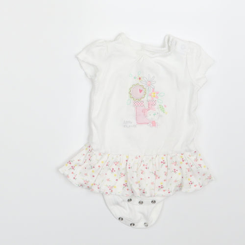 Mini Club Girls White Floral  Pullover T-Shirt Size 0-3 Months