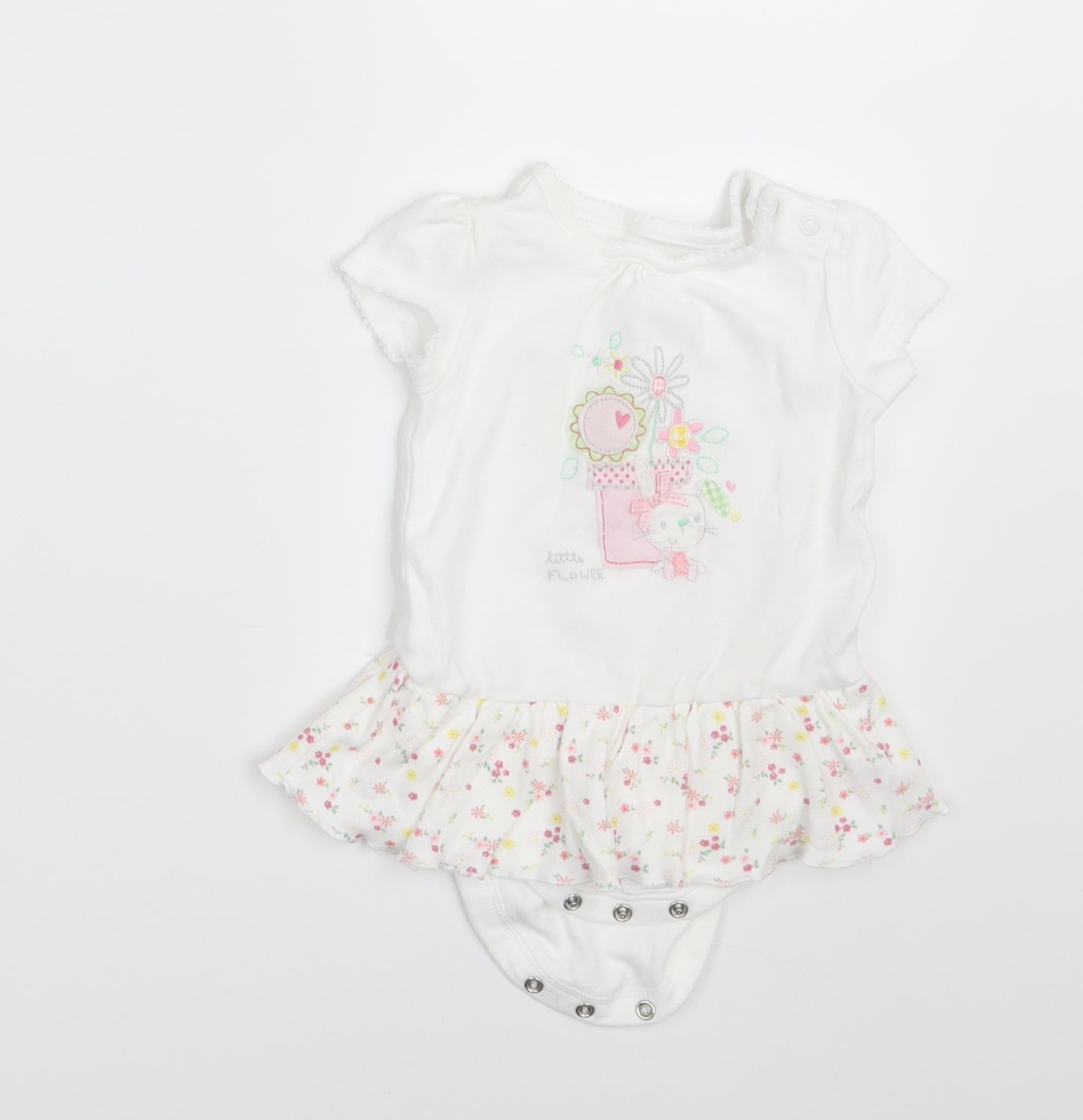 Mini Club Girls White Floral  Pullover T-Shirt Size 0-3 Months