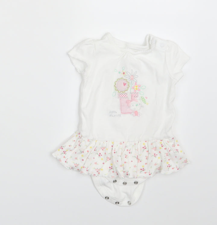 Mini Club Girls White Floral  Pullover T-Shirt Size 0-3 Months