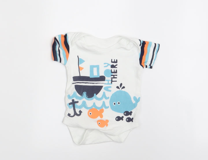 Matalan Boys White Animal Print Pullover T-Shirt Size 3-6 Months