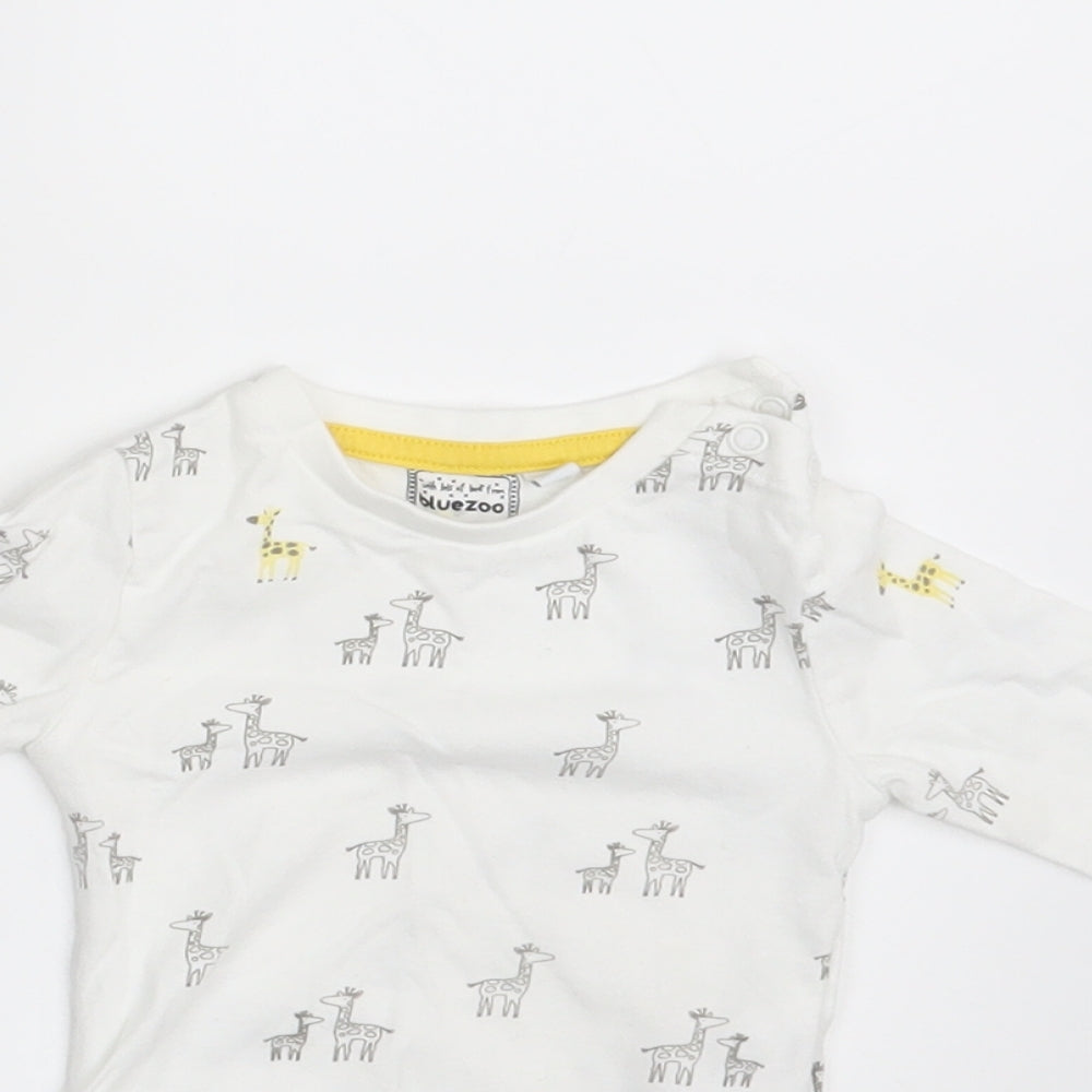 Blue Zoo Boys White Animal Print  Pullover T-Shirt Size 0-3 Months